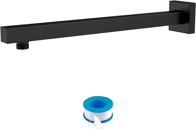 Lordear 20 Inch Shower Arm Black,Rain Shower Head Extension Arm With Flange and Teflon Tape,304 Stainless Steel Rain Shower Arm Wall Mounted - Image 1
